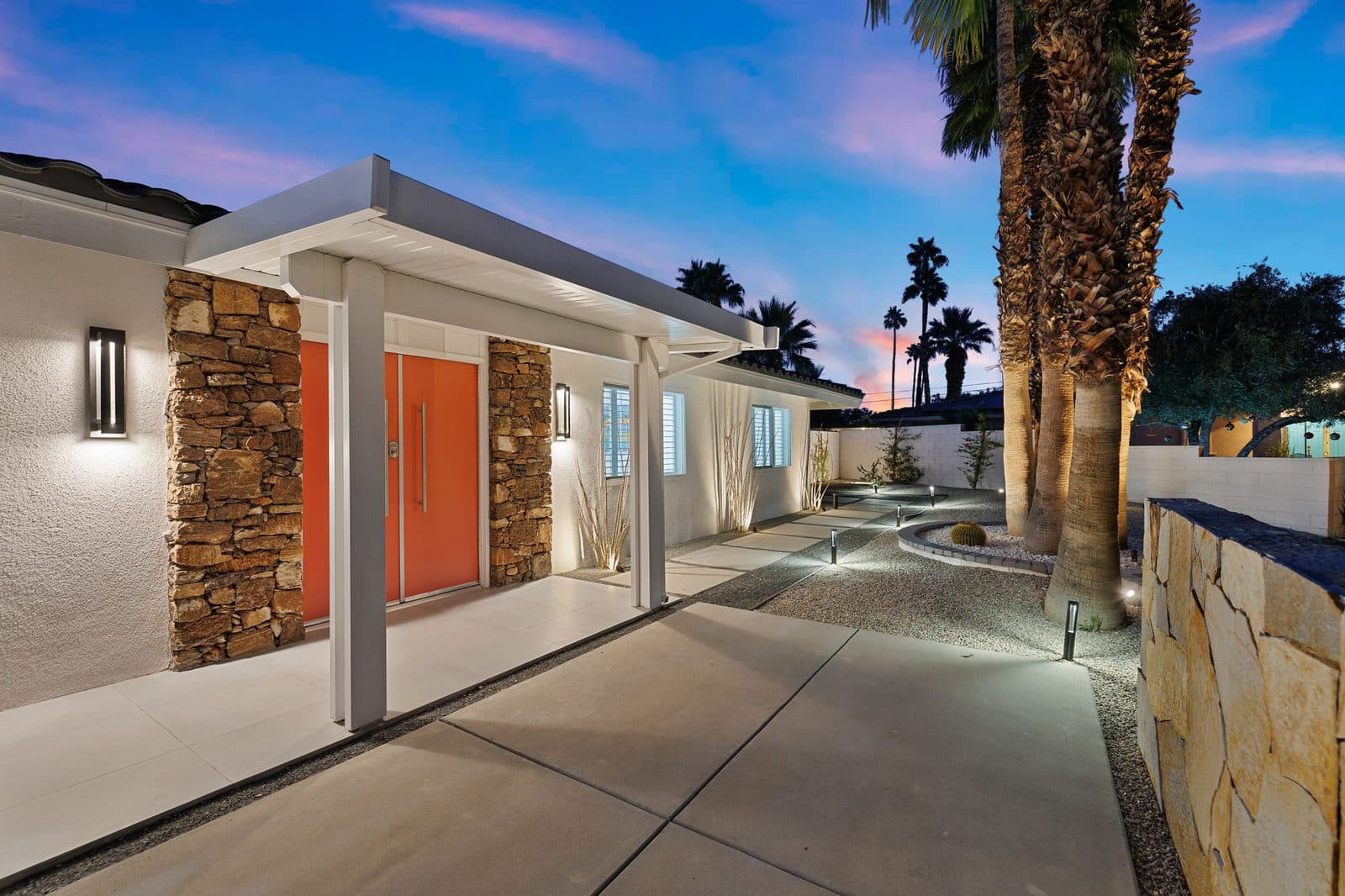 Front walkway at twilight